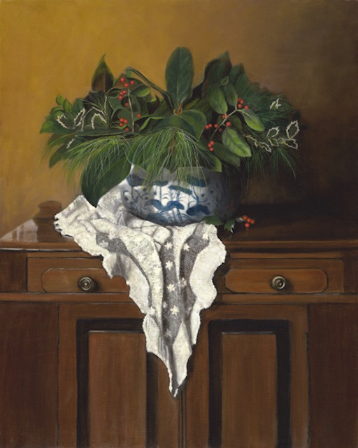 Greens in Blue-and-White Bowl